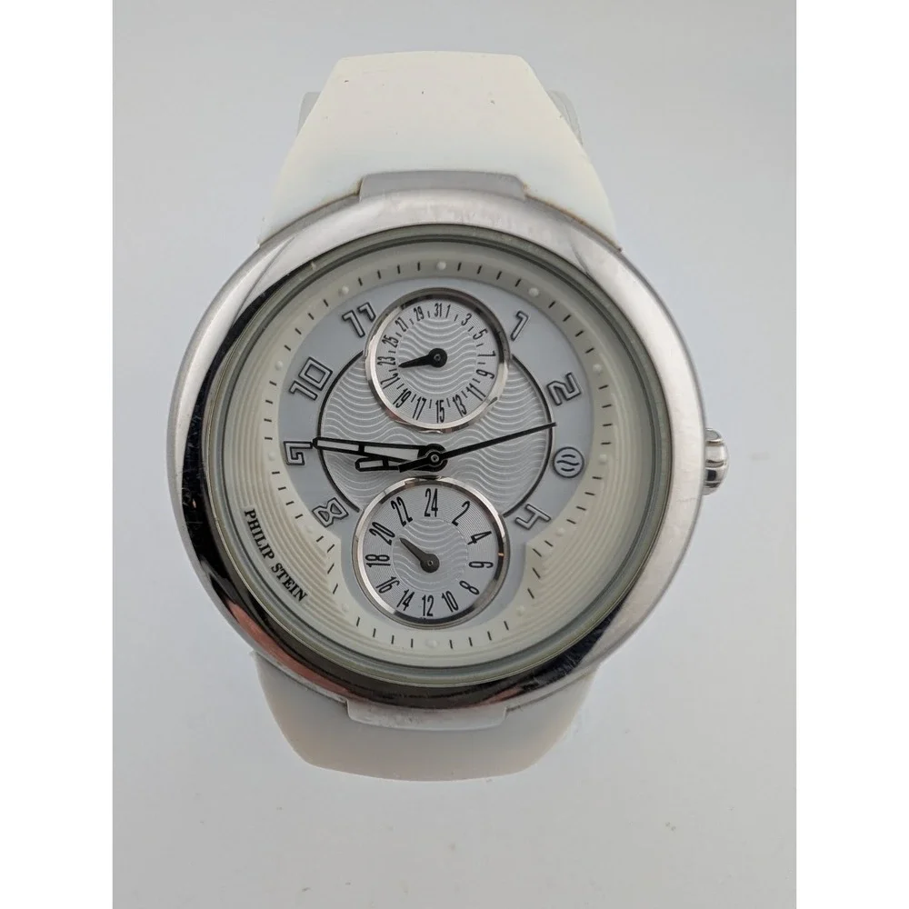 Philip Stein Active‎ Watch Women 38mm Case White Silicone Band- New Battery